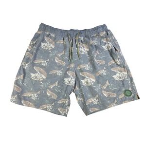 Marsh Wear Mens XL Grey Fish Print Board Shorts Stretch Drawstring